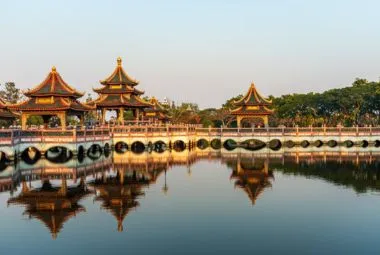Traditional Thai Pavilion Reflected in Water