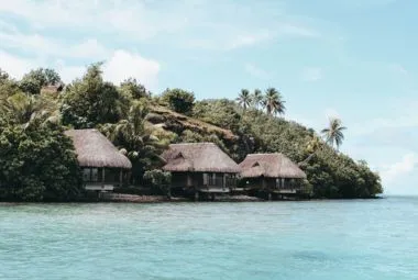Beach cottages and floating bungalows in Thailand