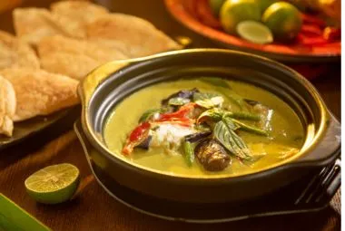 Thai Green Curry with chicken, coconut milk, and basil